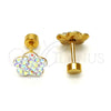 Arete Dormilona 02.271.0020.1 Acero Inoxidable, Diseño de Flor, con Aurore Boreale Cristal, Pulido, Tono Dorado