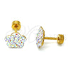 Arete Dormilona 02.271.0020.1 Acero Inoxidable, Diseño de Flor, con Aurore Boreale Cristal, Pulido, Tono Dorado