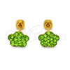 Arete Dormilona 02.271.0020.4 Acero Inoxidable, Diseño de Flor, con Cristal Verde Claro, Pulido, Tono Dorado