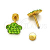 Arete Dormilona 02.271.0020.4 Acero Inoxidable, Diseño de Flor, con Verde Claro Cristal, Pulido, Tono Dorado