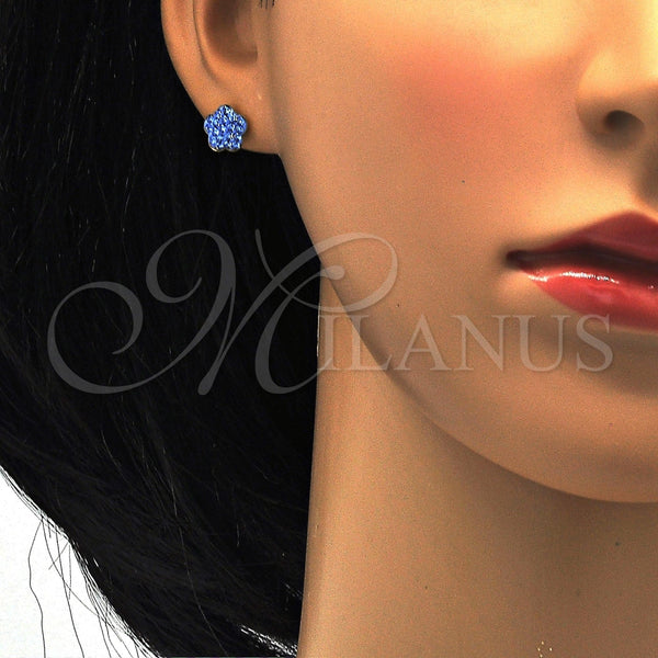 Arete Dormilona 02.271.0020.11 Acero Inoxidable, Diseño de Flor, con Tanzanita Cristal, Pulido, Tono Dorado