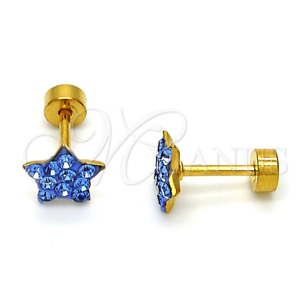 Arete Dormilona 02.271.0021.5 Acero Inoxidable, Diseño de Estrella, con Tanzanita Cristal, Pulido, Tono Dorado