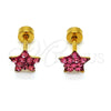 Arete Dormilona 02.271.0021.9 Acero Inoxidable, Diseño de Estrella, con Rosado Cristal, Pulido, Tono Dorado