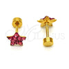 Arete Dormilona 02.271.0021.9 Acero Inoxidable, Diseño de Estrella, con Rosado Cristal, Pulido, Tono Dorado