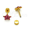 Arete Dormilona 02.271.0021.9 Acero Inoxidable, Diseño de Estrella, con Rosado Cristal, Pulido, Tono Dorado