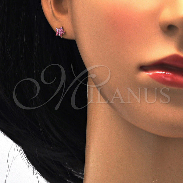 Arete Largo 02.271.0021.11 Acero Inoxidable, Diseño de Estrella, con Rosa Cristal, Pulido, Tono Dorado