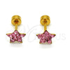 Arete Largo 02.271.0021.11 Acero Inoxidable, Diseño de Estrella, con Rosa Cristal, Pulido, Tono Dorado