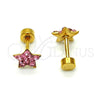 Arete Largo 02.271.0021.11 Acero Inoxidable, Diseño de Estrella, con Rosa Cristal, Pulido, Tono Dorado