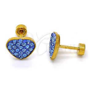 Arete Dormilona 02.271.0022 Acero Inoxidable, Diseño de Corazón, con Tanzanita Cristal, Pulido, Tono Dorado