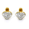 Arete Dormilona 02.271.0022.2 Acero Inoxidable, Diseño de Corazón, con Blanca Cristal, Pulido, Tono Dorado