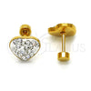 Arete Dormilona 02.271.0022.2 Acero Inoxidable, Diseño de Corazón, con Blanca Cristal, Pulido, Tono Dorado