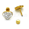 Arete Dormilona 02.271.0022.2 Acero Inoxidable, Diseño de Corazón, con Blanca Cristal, Pulido, Tono Dorado