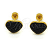 Arete Dormilona 02.271.0022.3 Acero Inoxidable, Diseño de Corazón, con Negro Cristal, Pulido, Tono Dorado