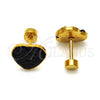 Arete Dormilona 02.271.0022.3 Acero Inoxidable, Diseño de Corazón, con Negro Cristal, Pulido, Tono Dorado