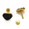 Arete Dormilona 02.271.0022.3 Acero Inoxidable, Diseño de Corazón, con Negro Cristal, Pulido, Tono Dorado