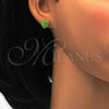 Arete Dormilona 02.271.0022.4 Acero Inoxidable, Diseño de Corazón, con Verde Claro Cristal, Pulido, Tono Dorado