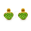 Arete Dormilona 02.271.0022.4 Acero Inoxidable, Diseño de Corazón, con Verde Claro Cristal, Pulido, Tono Dorado