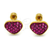 Arete Dormilona 02.271.0022.5 Acero Inoxidable, Diseño de Corazón, con Rubi Cristal, Pulido, Tono Dorado