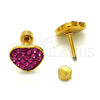 Arete Dormilona 02.271.0022.5 Acero Inoxidable, Diseño de Corazón, con Rubi Cristal, Pulido, Tono Dorado
