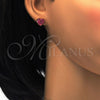 Arete Dormilona 02.271.0022.7 Acero Inoxidable, Diseño de Corazón, con Rosado Cristal, Pulido, Tono Dorado