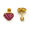 Arete Dormilona 02.271.0022.7 Acero Inoxidable, Diseño de Corazón, con Rosado Cristal, Pulido, Tono Dorado