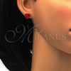 Arete Dormilona 02.271.0022.8 Acero Inoxidable, Diseño de Corazón, con Granate Cristal, Pulido, Tono Dorado