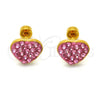 Arete Dormilona 02.271.0022.9 Acero Inoxidable, Diseño de Corazón, con Rosa Cristal, Pulido, Tono Dorado