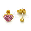 Arete Dormilona 02.271.0022.9 Acero Inoxidable, Diseño de Corazón, con Rosa Cristal, Pulido, Tono Dorado