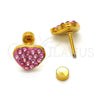Arete Dormilona 02.271.0022.9 Acero Inoxidable, Diseño de Corazón, con Rosa Cristal, Pulido, Tono Dorado