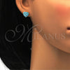 Arete Dormilona 02.271.0022.10 Acero Inoxidable, Diseño de Corazón, con Aqua Azul Cristal, Pulido, Tono Dorado