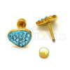 Arete Dormilona 02.271.0022.10 Acero Inoxidable, Diseño de Corazón, con Aqua Azul Cristal, Pulido, Tono Dorado