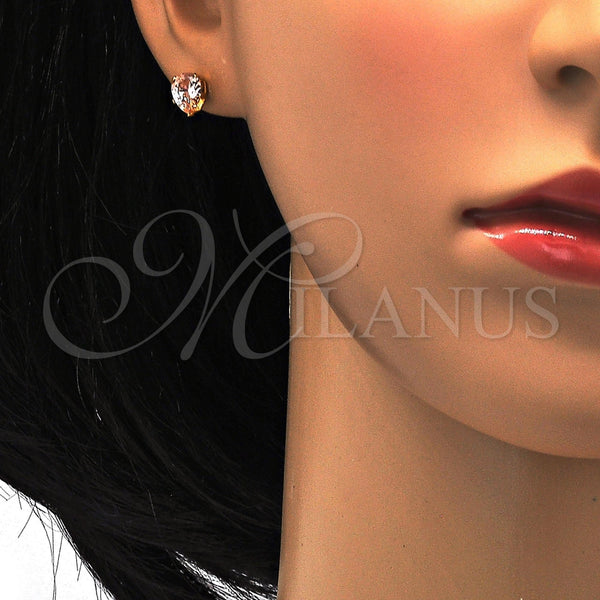 Arete Dormilona 02.271.0023.2 Acero Inoxidable, Diseño de Gota, con Champan Zirconia Cubica, Pulido, Tono Dorado