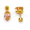 Arete Dormilona 02.271.0023.2 Acero Inoxidable, Diseño de Gota, con Champan Zirconia Cubica, Pulido, Tono Dorado