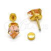 Arete Dormilona 02.271.0023.2 Acero Inoxidable, Diseño de Gota, con Champan Zirconia Cubica, Pulido, Tono Dorado