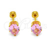 Arete Dormilona 02.271.0023.4 Acero Inoxidable, Diseño de Gota, con Rosado Zirconia Cubica, Pulido, Tono Dorado