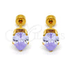 Arete Dormilona 02.271.0023.6 Acero Inoxidable, Diseño de Gota, con Zirconia Cubica Lavender, Pulido, Tono Dorado