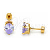 Arete Dormilona 02.271.0023.6 Acero Inoxidable, Diseño de Gota, con Zirconia Cubica Lavender, Pulido, Tono Dorado