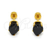 Arete Dormilona 02.271.0023.9 Acero Inoxidable, Diseño de Gota, con Negro Zirconia Cubica, Pulido, Tono Dorado