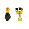 Arete Dormilona 02.271.0023.9 Acero Inoxidable, Diseño de Gota, con Negro Zirconia Cubica, Pulido, Tono Dorado