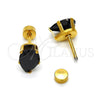 Arete Dormilona 02.271.0023.9 Acero Inoxidable, Diseño de Gota, con Negro Zirconia Cubica, Pulido, Tono Dorado