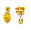 Arete Dormilona 02.271.0023.11 Acero Inoxidable, Diseño de Gota, con Dorado Zirconia Cubica, Pulido, Tono Dorado