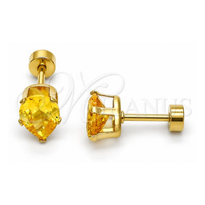 Arete Dormilona 02.271.0023.11 Acero Inoxidable, Diseño de Gota, con Zirconia Cubica Dorado, Pulido, Tono Dorado