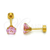 Arete Dormilona 02.271.0024.2 Acero Inoxidable, con Rosado Zirconia Cubica, Pulido, Tono Dorado