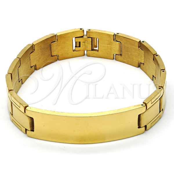 Pulsera Solida 03.114.0219.1.09 Acero Inoxidable, Pulido, Tono Dorado (14 MM Thickness, 9 Inches Length)