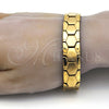 Pulsera Solida 03.114.0227.1.09 Acero Inoxidable, Pulido, Tono Dorado (14 MM Thickness, 9 Inches Length)