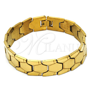 Pulsera Solida 03.114.0227.1.09 Acero Inoxidable, Pulido, Tono Dorado (14 MM Thickness, 9 Inches Length)