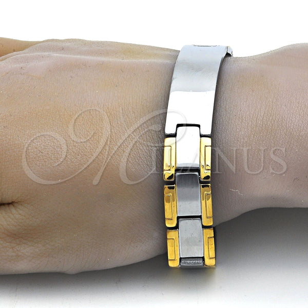 Pulsera Solida 03.114.0219.2.09 Acero Inoxidable, Pulido, Dos Tonos (14 MM Thickness, 9 Inches Length)