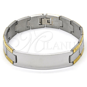 Pulsera Solida 03.114.0219.2.09 Acero Inoxidable, Pulido, Dos Tonos (14 MM Thickness, 9 Inches Length)