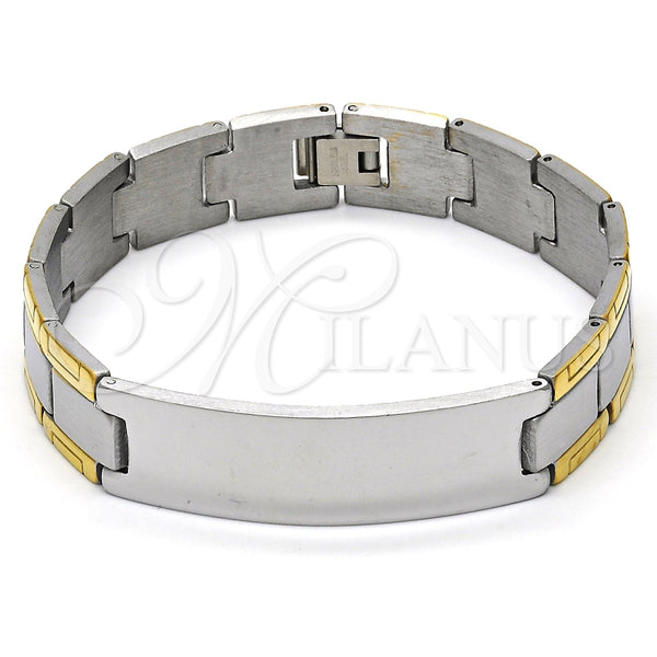 Pulsera Solida 03.114.0219.2.09 Acero Inoxidable, Pulido, Dos Tonos (14 MM Thickness, 9 Inches Length)