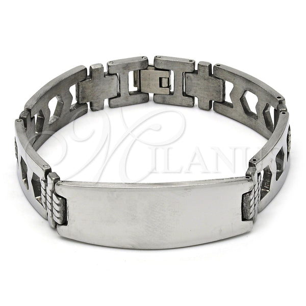 Pulsera Solida 03.114.0236.08 Acero Inoxidable, Pulido, Tono Plateado (14 MM Thickness, 8 Inches Length)